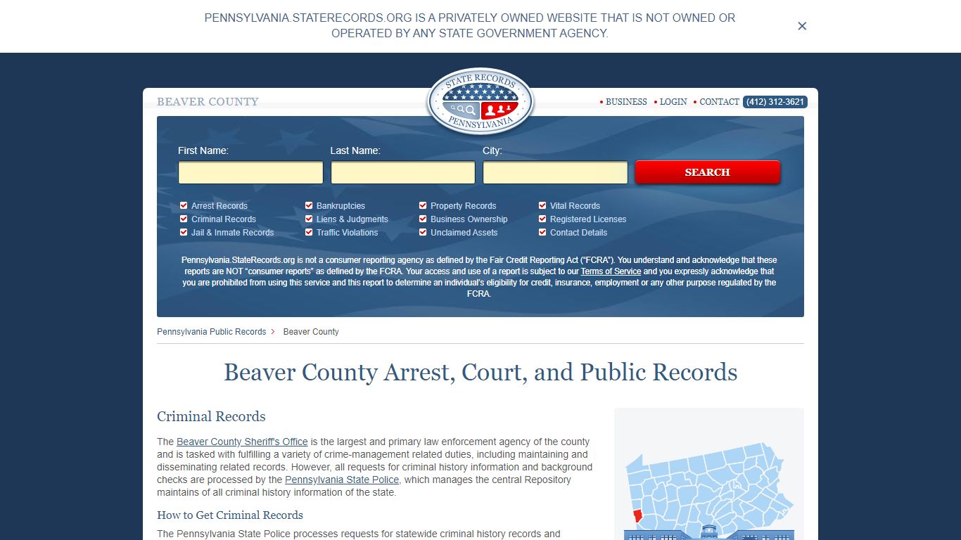 Beaver County Arrest, Court, and Public Records