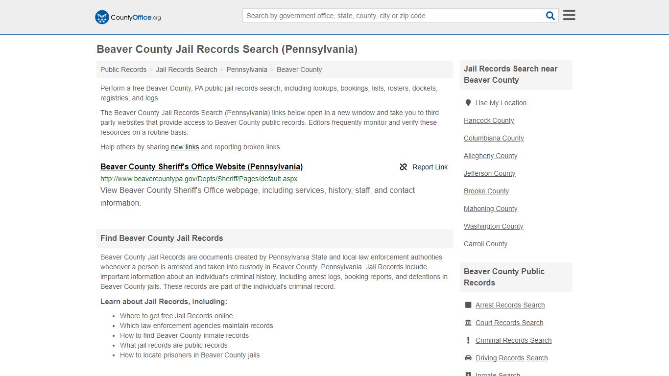 Jail Records Search - Beaver County, PA (Jail Rosters ...